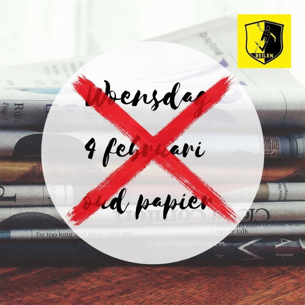 GEEN oud papier vanavond 04-02-2026‼️